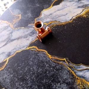 Pair 8g double flar steel gold colored tunnels earrings